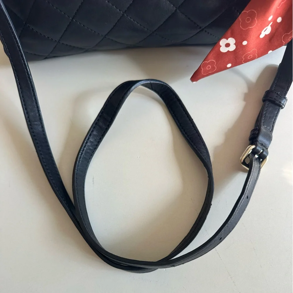 DKNY Quilted Lamb Leather Crossbody Bag Black